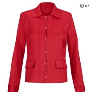 CAbi Valentine #5472 Red Button-Up Jacket Linen Blend size M